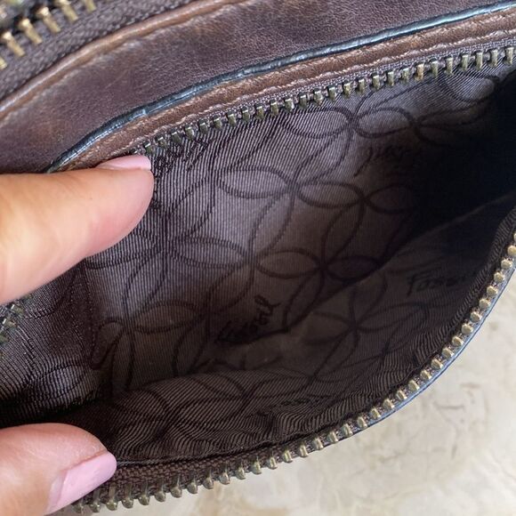 Fossil Brown Leather Clutch Wristlet Bag - Picture 9 of 9
